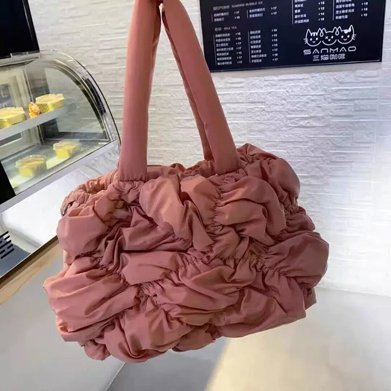 Autumn and winter new Korea large capacity bag ladies 2023 new bubble telescopic shoulder armpit crossbody Tote bag