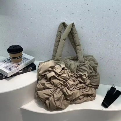 Autumn and winter new Korea large capacity bag ladies 2023 new bubble telescopic shoulder armpit crossbody Tote bag
