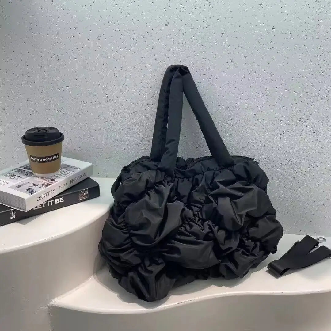Autumn and winter new Korea large capacity bag ladies 2023 new bubble telescopic shoulder armpit crossbody Tote bag