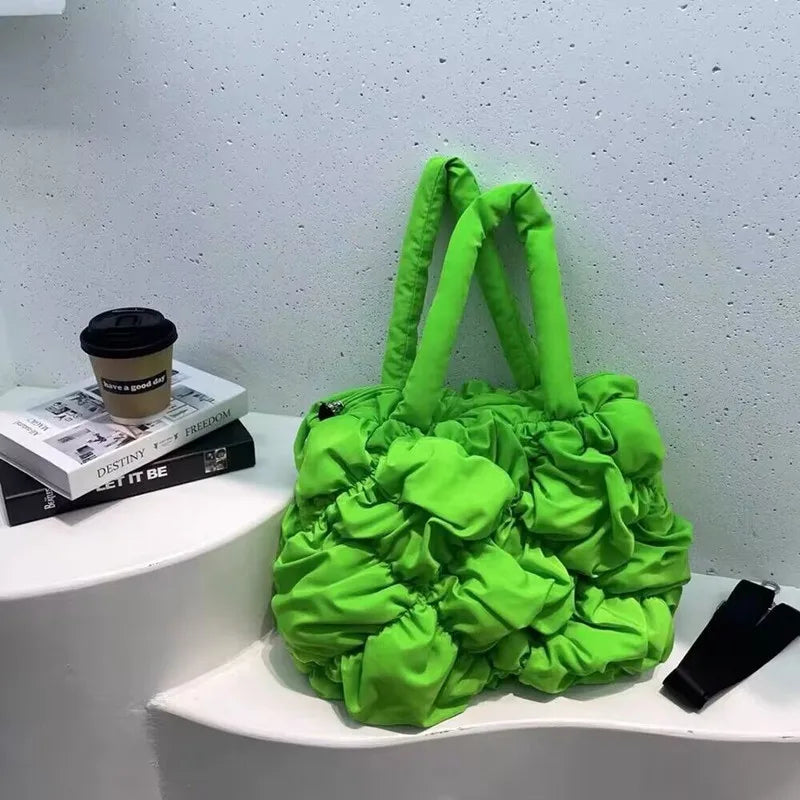 Autumn and winter new Korea large capacity bag ladies 2023 new bubble telescopic shoulder armpit crossbody Tote bag