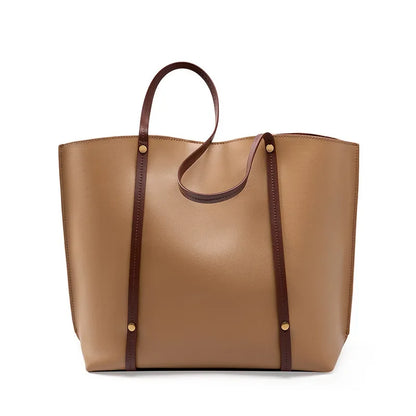 Autumn new niche soft leather women's large capacity tote bag 2024 summer commuting high-end single shoulder bag