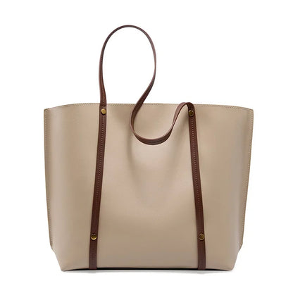 Autumn new niche soft leather women's large capacity tote bag 2024 summer commuting high-end single shoulder bag