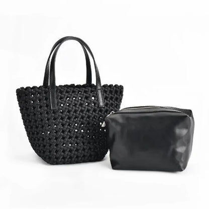 Autumn winter new woven shoulder crossbody bag Oxford cloth hollowed out ladies Europe and the United States fashion women bag