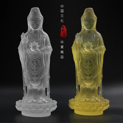 Avalokitesvara Bodhisattva Coloured Glaze Putuo Mountain China South Sea Guanyin Buddha Statue Home Worship Ornament
