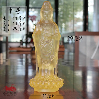 Avalokitesvara Bodhisattva Coloured Glaze Putuo Mountain China South Sea Guanyin Buddha Statue Home Worship Ornament