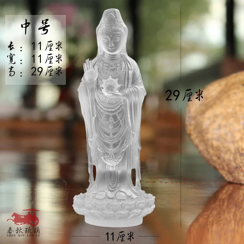 Avalokitesvara Bodhisattva Coloured Glaze Putuo Mountain China South Sea Guanyin Buddha Statue Home Worship Ornament