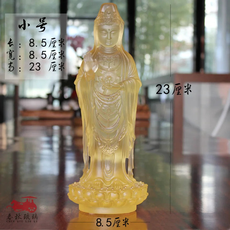 Avalokitesvara Bodhisattva Coloured Glaze Putuo Mountain China South Sea Guanyin Buddha Statue Home Worship Ornament