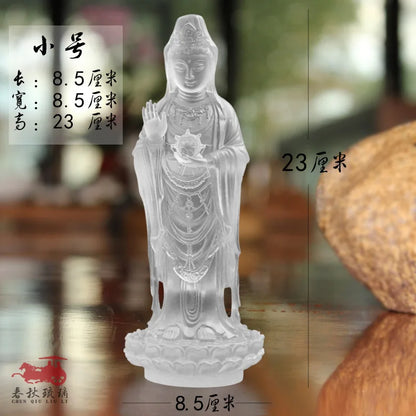Avalokitesvara Bodhisattva Coloured Glaze Putuo Mountain China South Sea Guanyin Buddha Statue Home Worship Ornament