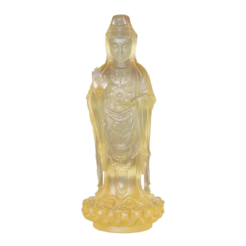 Avalokitesvara Bodhisattva Coloured Glaze Putuo Mountain China South Sea Guanyin Buddha Statue Home Worship Ornament