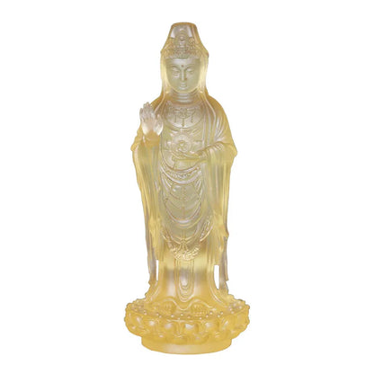 Avalokitesvara Bodhisattva Coloured Glaze Putuo Mountain China South Sea Guanyin Buddha Statue Home Worship Ornament