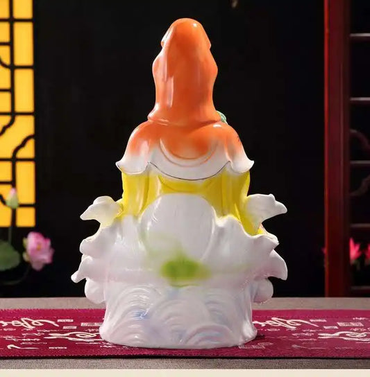 Avalokitesvara statue Southeast Asia home decoration Temple Fengshui South China Sea Avalokitesvara painted pottery prays 16 "