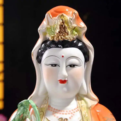 Avalokitesvara statue Southeast Asia home decoration Temple Fengshui South China Sea Avalokitesvara painted pottery prays 16 "