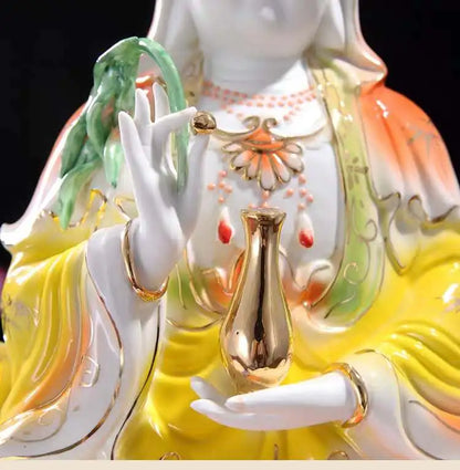 Avalokitesvara statue Southeast Asia home decoration Temple Fengshui South China Sea Avalokitesvara painted pottery prays 16 "