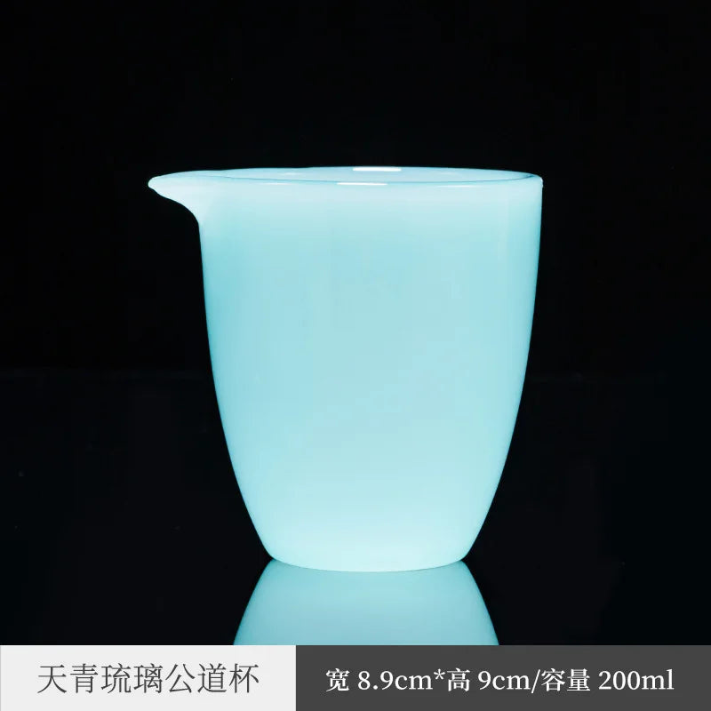 Azure Colored Glaze Jade Porcelain Pitcher Glass Large Heat-Resistant Japanese Style Tea Pitcher Tea Pitcher Pouring Teapot Ku