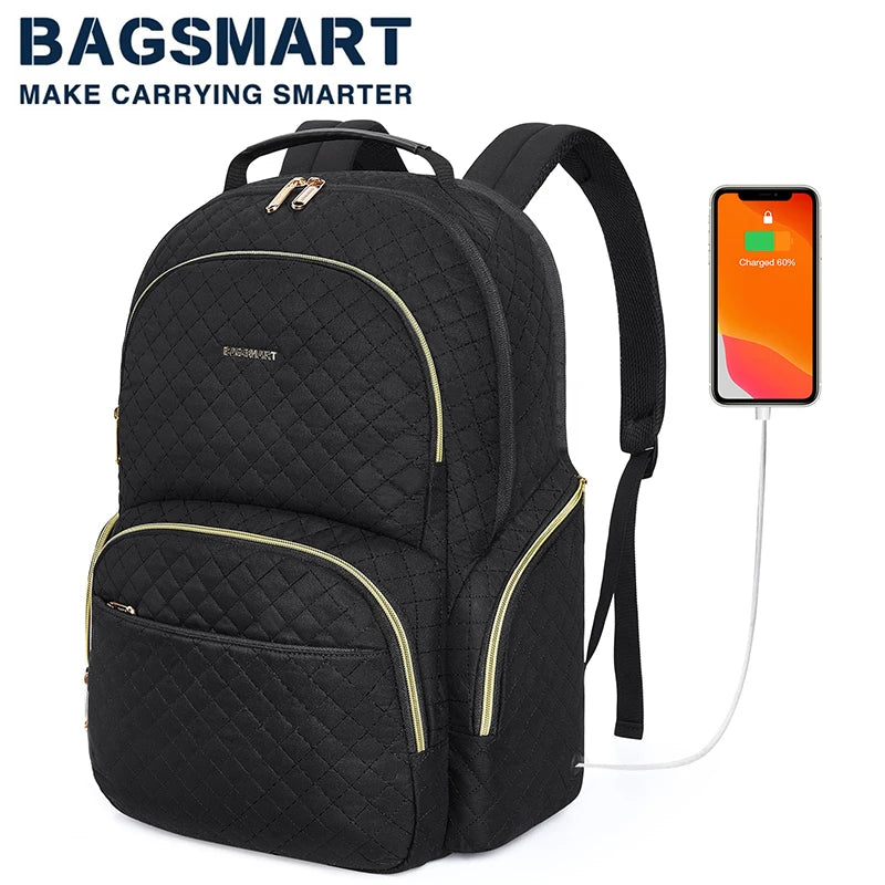 BAGSMART 17.3 Inch Computer Laptop Backpack for Women 50L Bookbag with USB Charging Port for School College Work Business