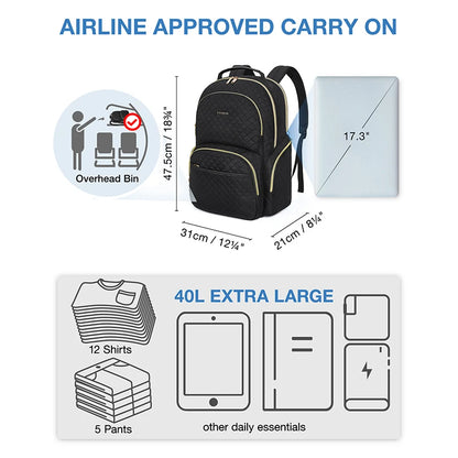 BAGSMART 17.3 Inch Computer Laptop Backpack for Women 50L Bookbag with USB Charging Port for School College Work Business