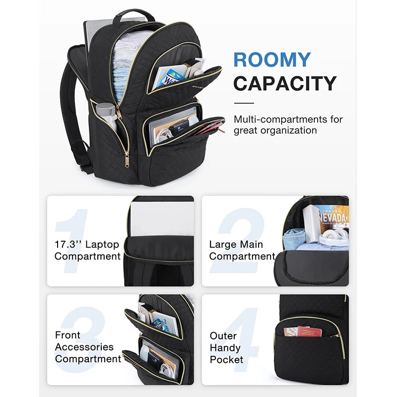 BAGSMART 17.3 Inch Computer Laptop Backpack for Women 50L Bookbag with USB Charging Port for School College Work Business