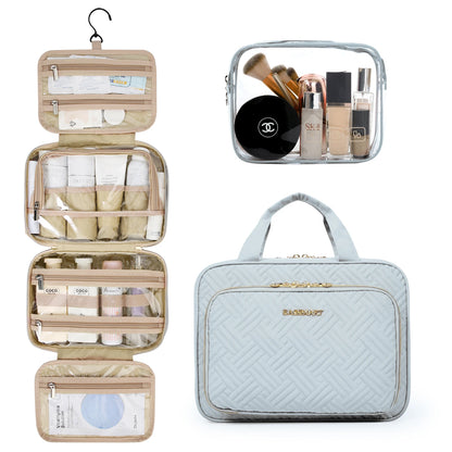 BAGSMART 2pcs Multifunction Large Capacity Portable Cosmetic Bag Makeup Pouch Tote Travel Organizer Storage Women Toilet Bag