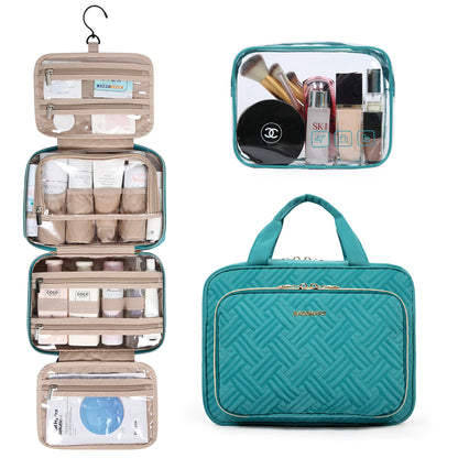 BAGSMART 2pcs Multifunction Large Capacity Portable Cosmetic Bag Makeup Pouch Tote Travel Organizer Storage Women Toilet Bag
