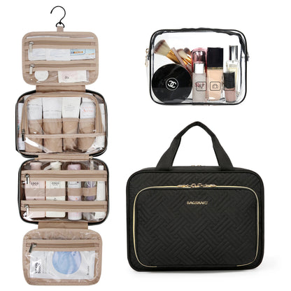 BAGSMART 2pcs Multifunction Large Capacity Portable Cosmetic Bag Makeup Pouch Tote Travel Organizer Storage Women Toilet Bag