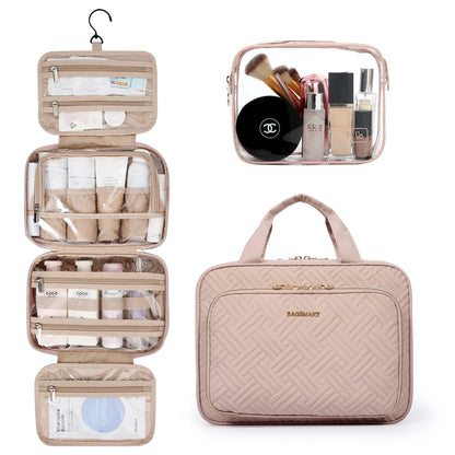 BAGSMART 2pcs Multifunction Large Capacity Portable Cosmetic Bag Makeup Pouch Tote Travel Organizer Storage Women Toilet Bag