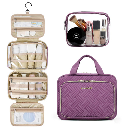 BAGSMART 2pcs Multifunction Large Capacity Portable Cosmetic Bag Makeup Pouch Tote Travel Organizer Storage Women Toilet Bag