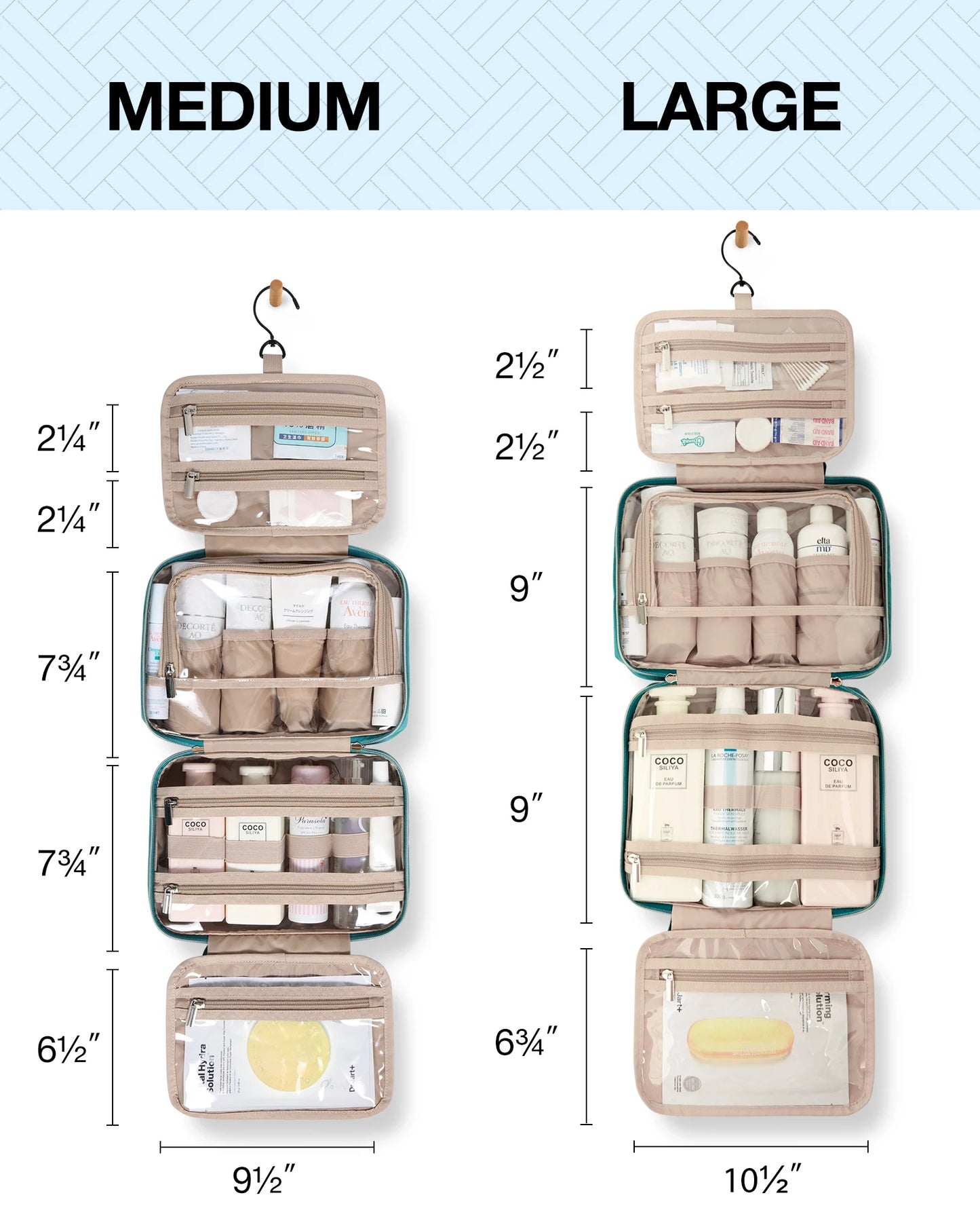 BAGSMART 2pcs Multifunction Large Capacity Portable Cosmetic Bag Makeup Pouch Tote Travel Organizer Storage Women Toilet Bag