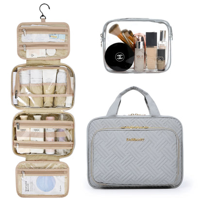 BAGSMART 2pcs Multifunction Large Capacity Portable Cosmetic Bag Makeup Pouch Tote Travel Organizer Storage Women Toilet Bag