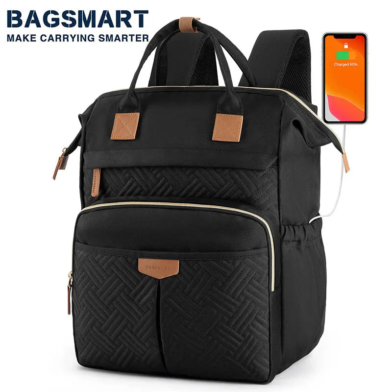 BAGSMART 30L Travel Backpack for Women Men 15.6'' Laptop Computer Backpack with Charging Port Hole for School Work Business