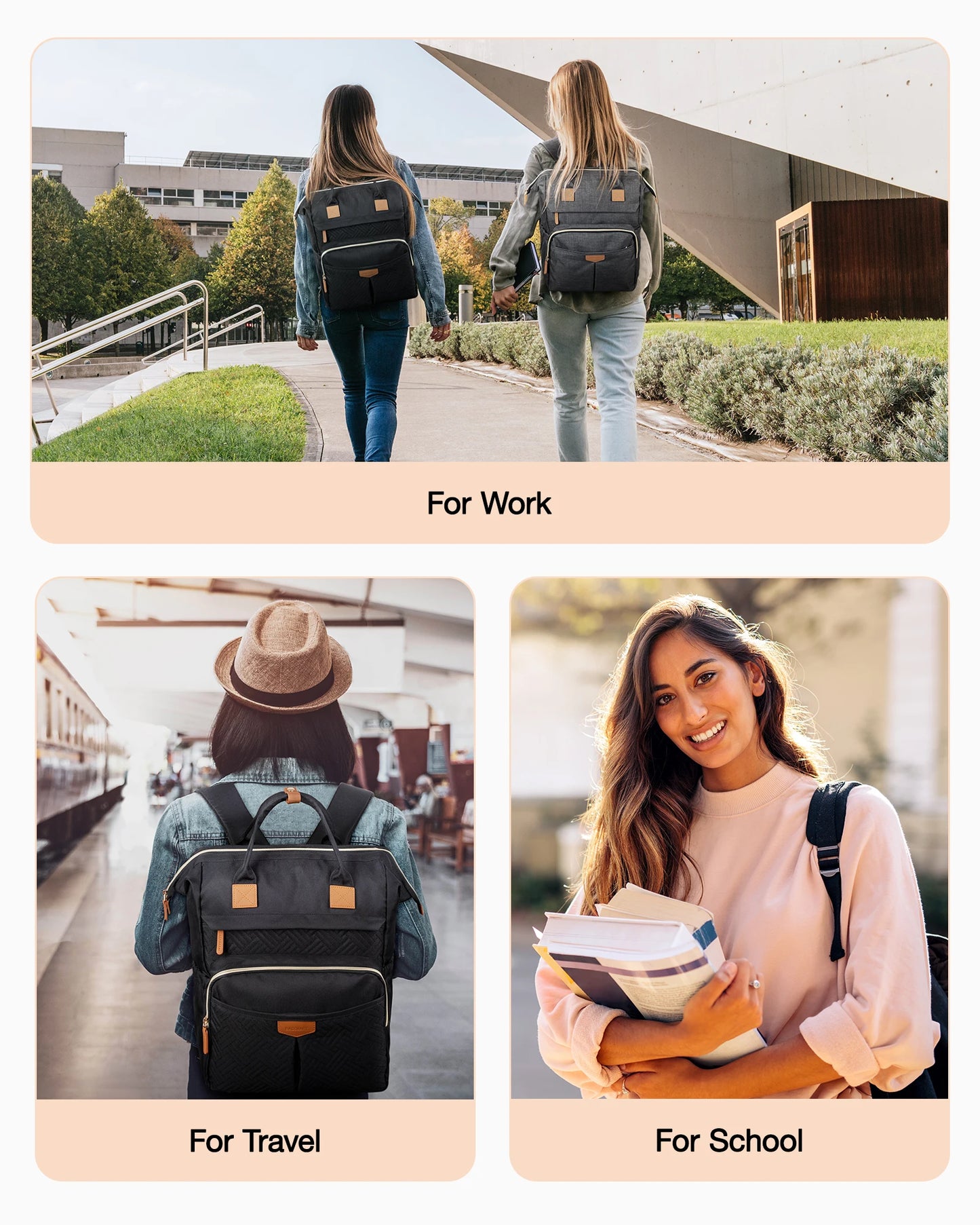 BAGSMART 30L Travel Backpack for Women Men 15.6'' Laptop Computer Backpack with Charging Port Hole for School Work Business