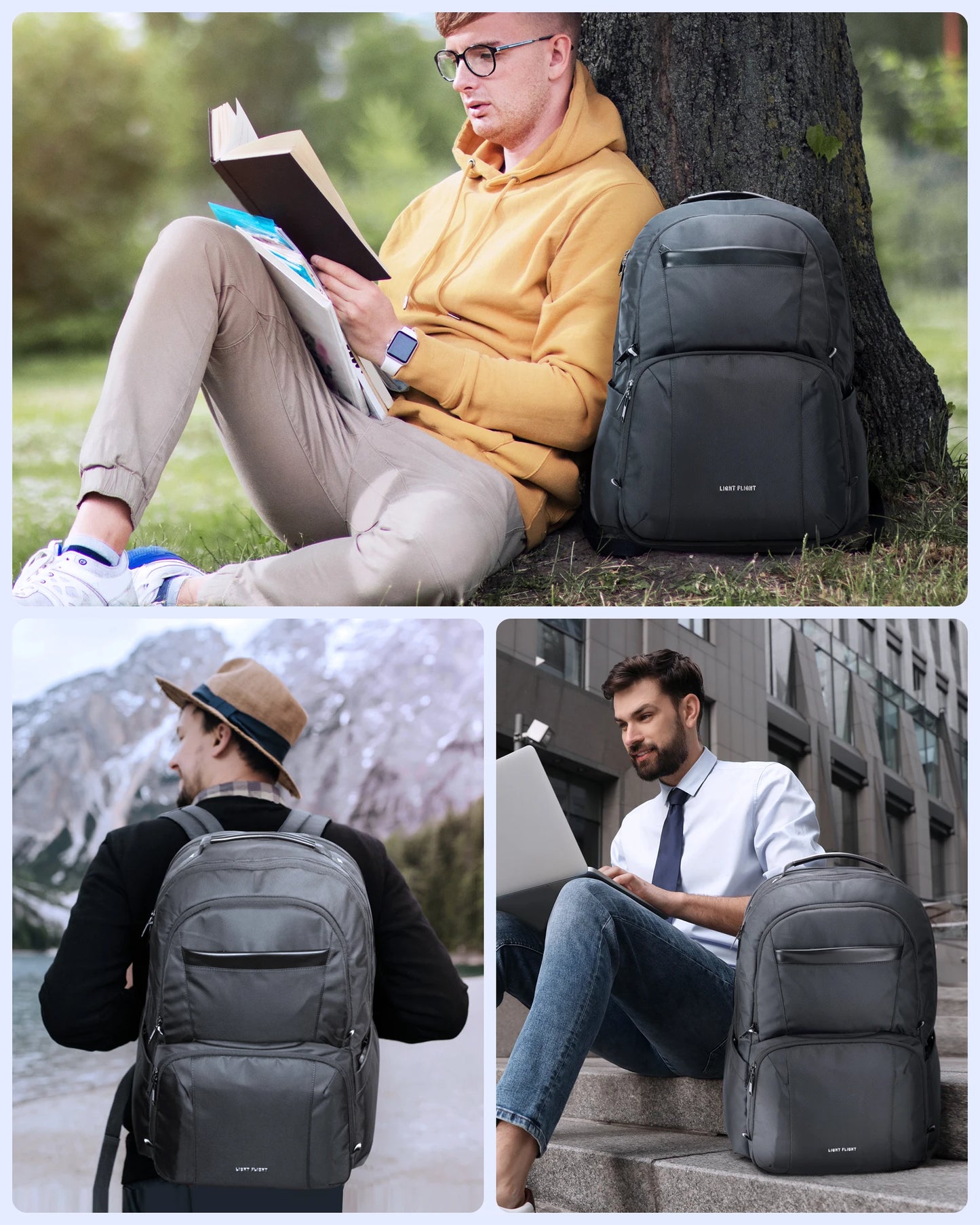 BAGSMART 40L Large  Capacity Waterproof Backpacks USB Charging 17.3'' Laptop Bags Multifunctional Business Travel Bag for Men