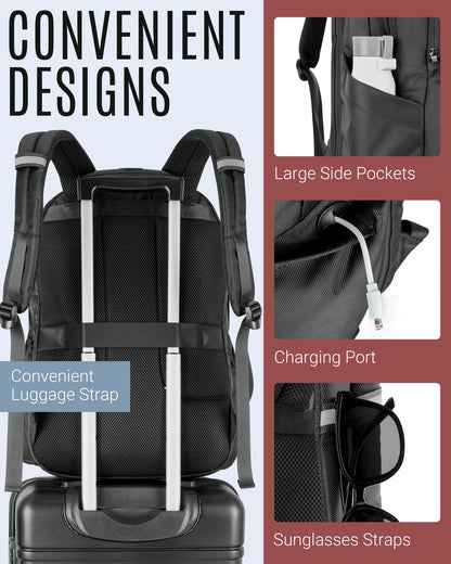 BAGSMART 40L Large  Capacity Waterproof Backpacks USB Charging 17.3'' Laptop Bags Multifunctional Business Travel Bag for Men