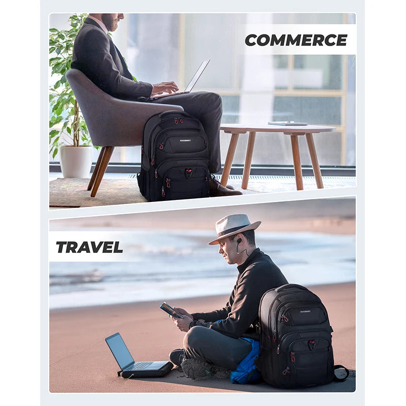 BAGSMART 40L Travel Backpack for Men 17.3 Inch Laptop Bookbag with USB Charging Port Waterproof Backpack Cabin Max 55x40x20