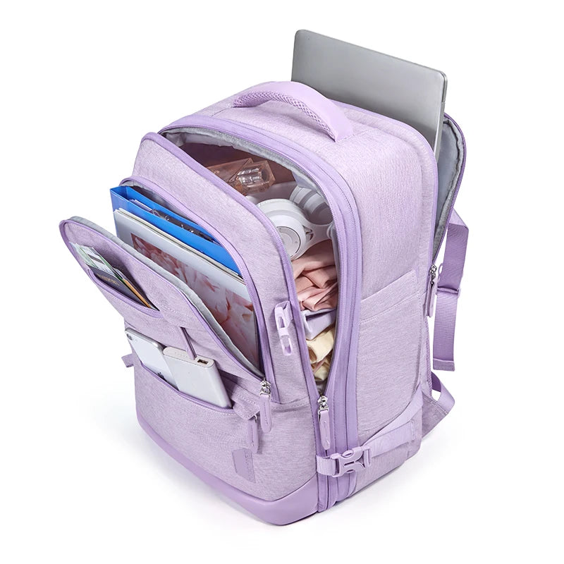 BAGSMART 4PCS Travel Backpack Cabin Carry On Backpack with Packing Cubes 40L Expandable Waterproof Backpacks for Women