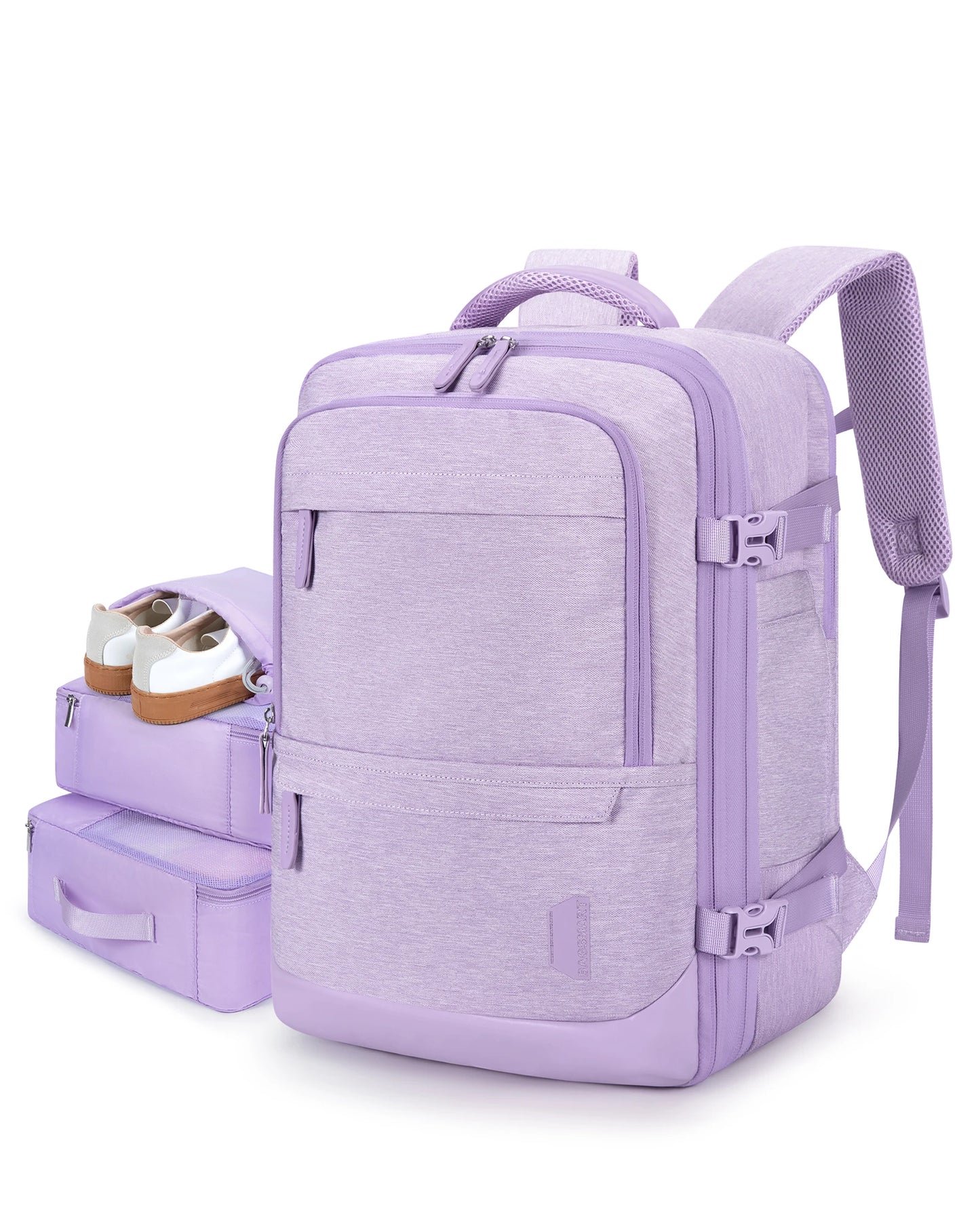 BAGSMART 4PCS Travel Backpack Cabin Carry On Backpack with Packing Cubes 40L Expandable Waterproof Backpacks for Women