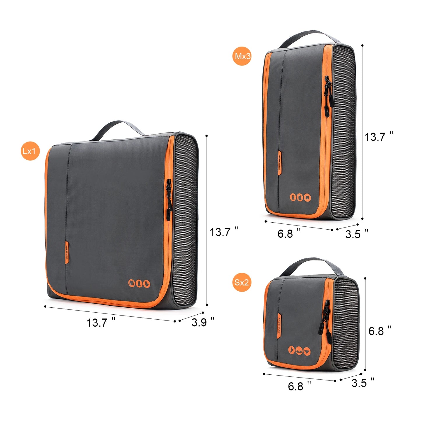 BAGSMART 6Pcs Lightweight Travel Organizer for Men Luggage Packing Cubes for Suitcases Wire Frame Suitcase Organizers for Women