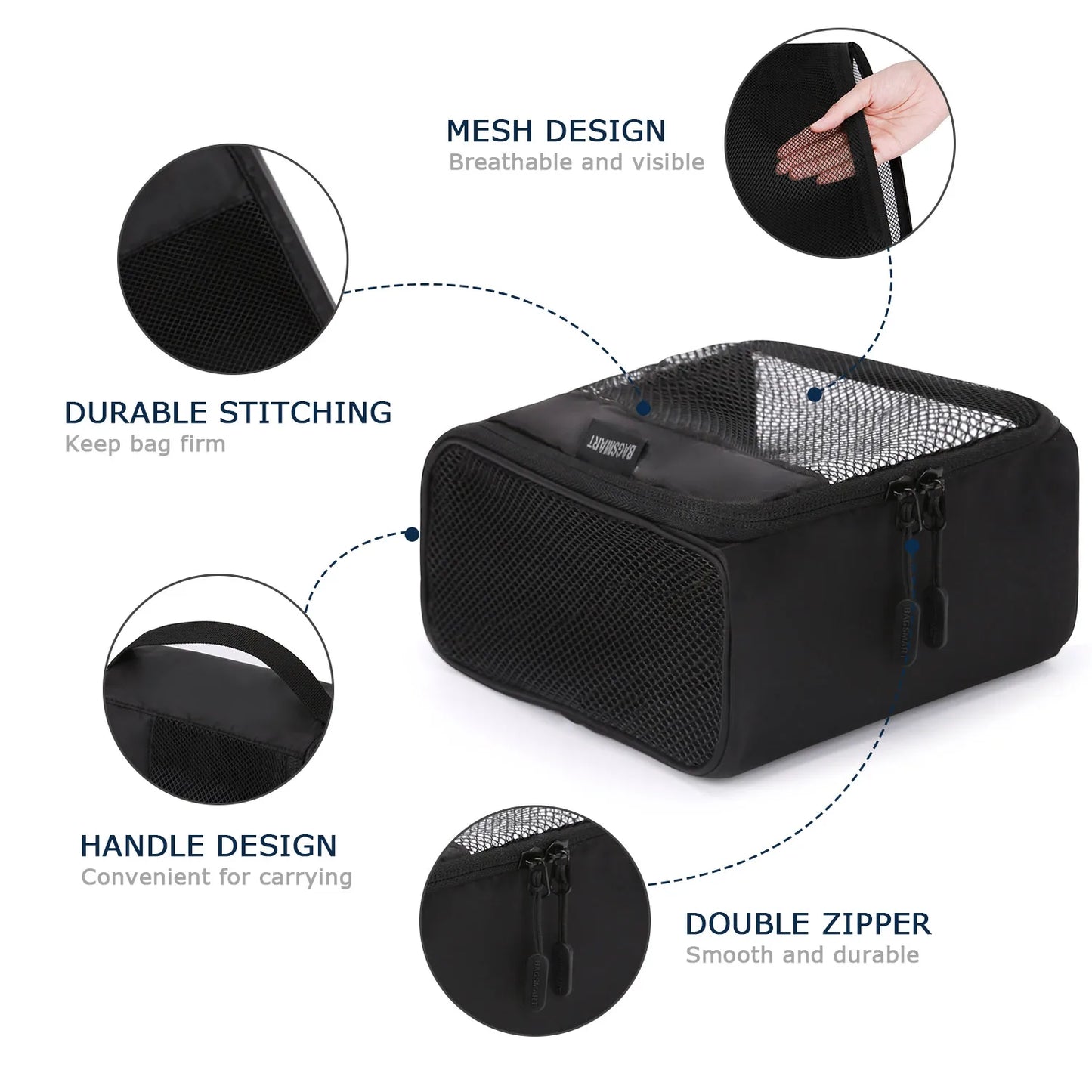 BAGSMART 7 Pcs Suitcase Organizer Lightweight Travel Storage Bag Nylon Portable Home Wireframe Zipper Clothes Storage Box