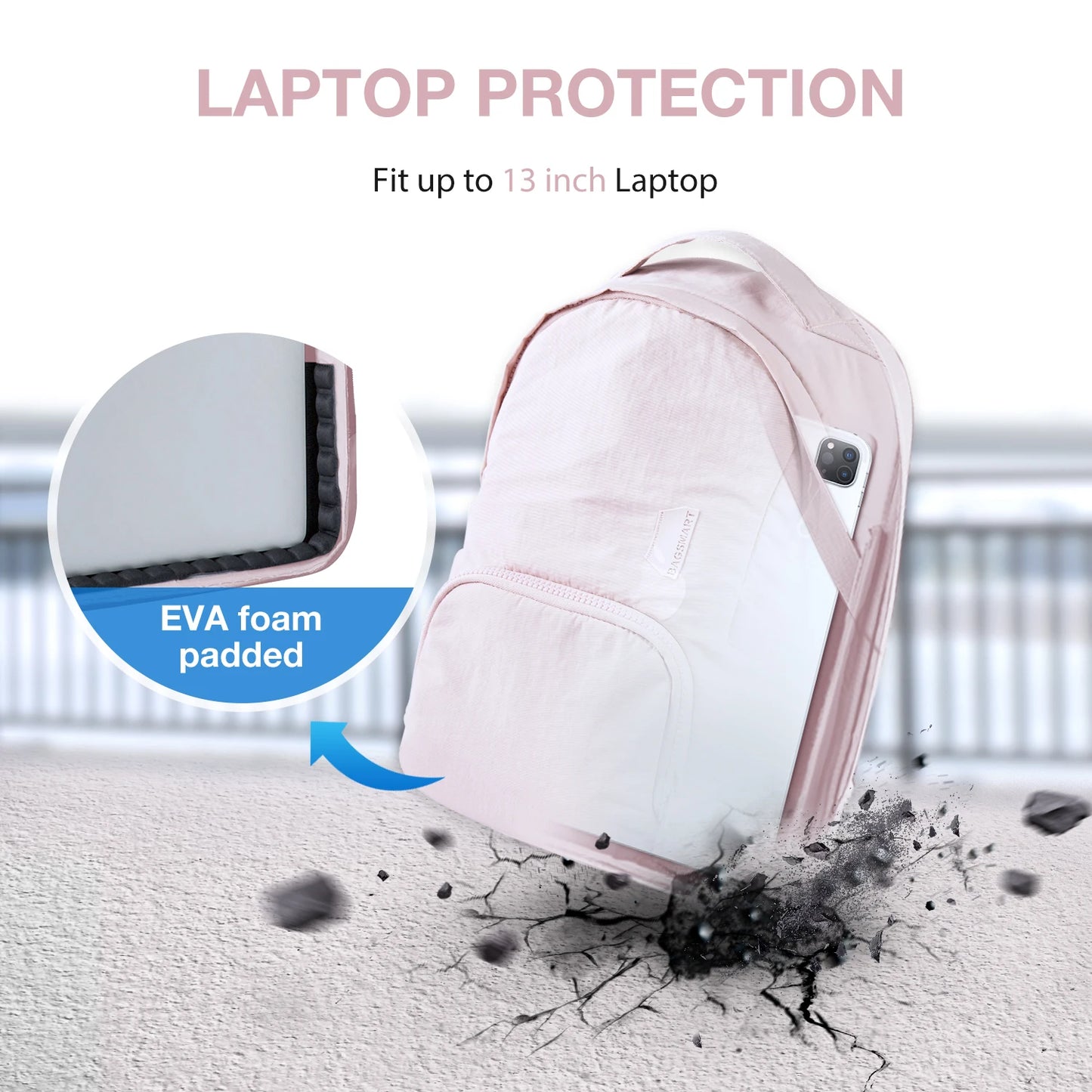 BAGSMART Anti-theft Backpack for Women School College 13 inch Notebook Travel Waterproof Damping Laptop Computer Backpacks