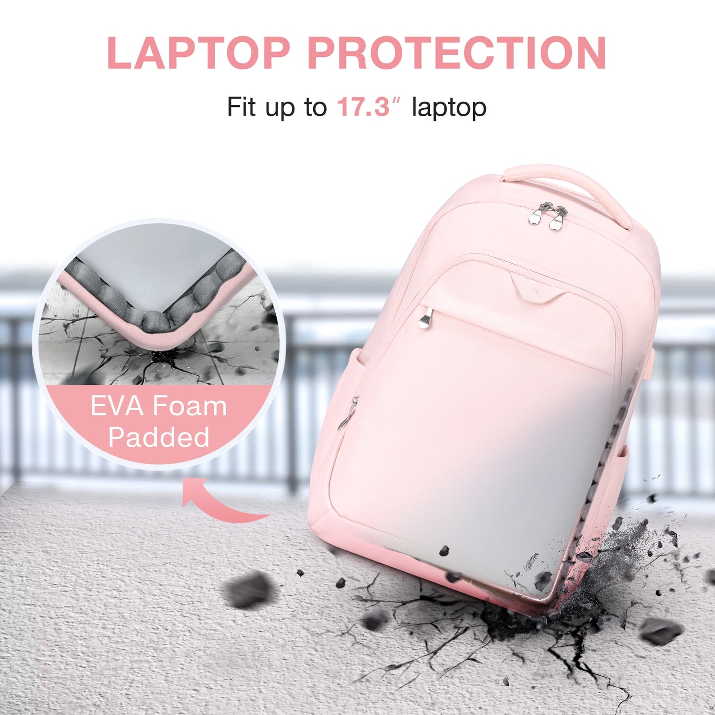 BAGSMART Backpacks for Women School Bag for girl 17.5''/15.6'' Notebook Travel Laptop Computer Backpack with USB Charging Port