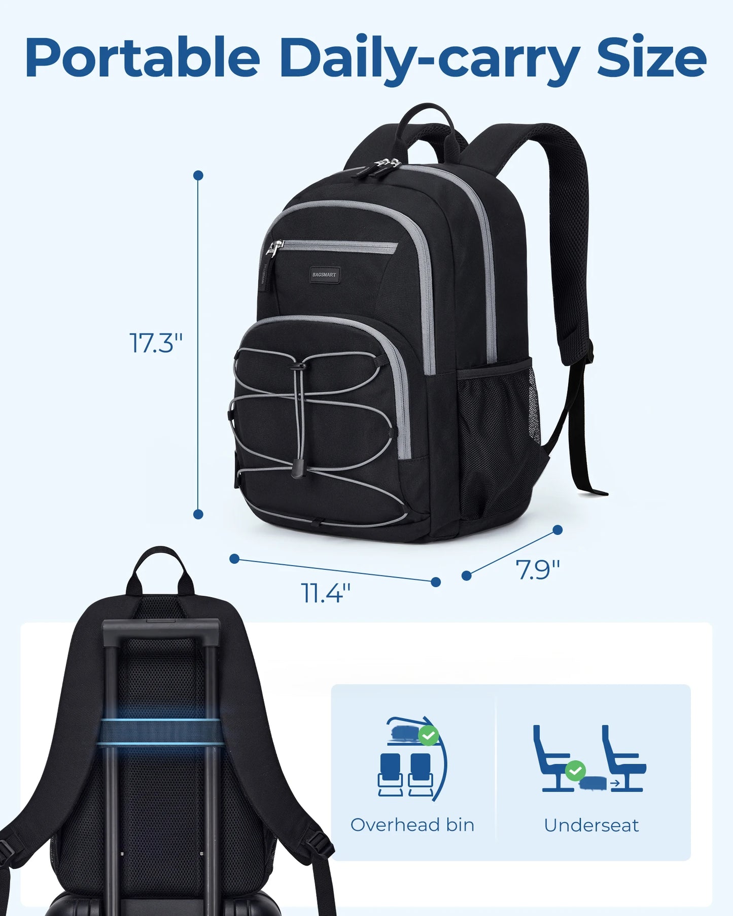BAGSMART Bags for Women Men's Backpack for 15.6 Inch Laptop Backpacks Waterproof Business Travel Backpack School Bag