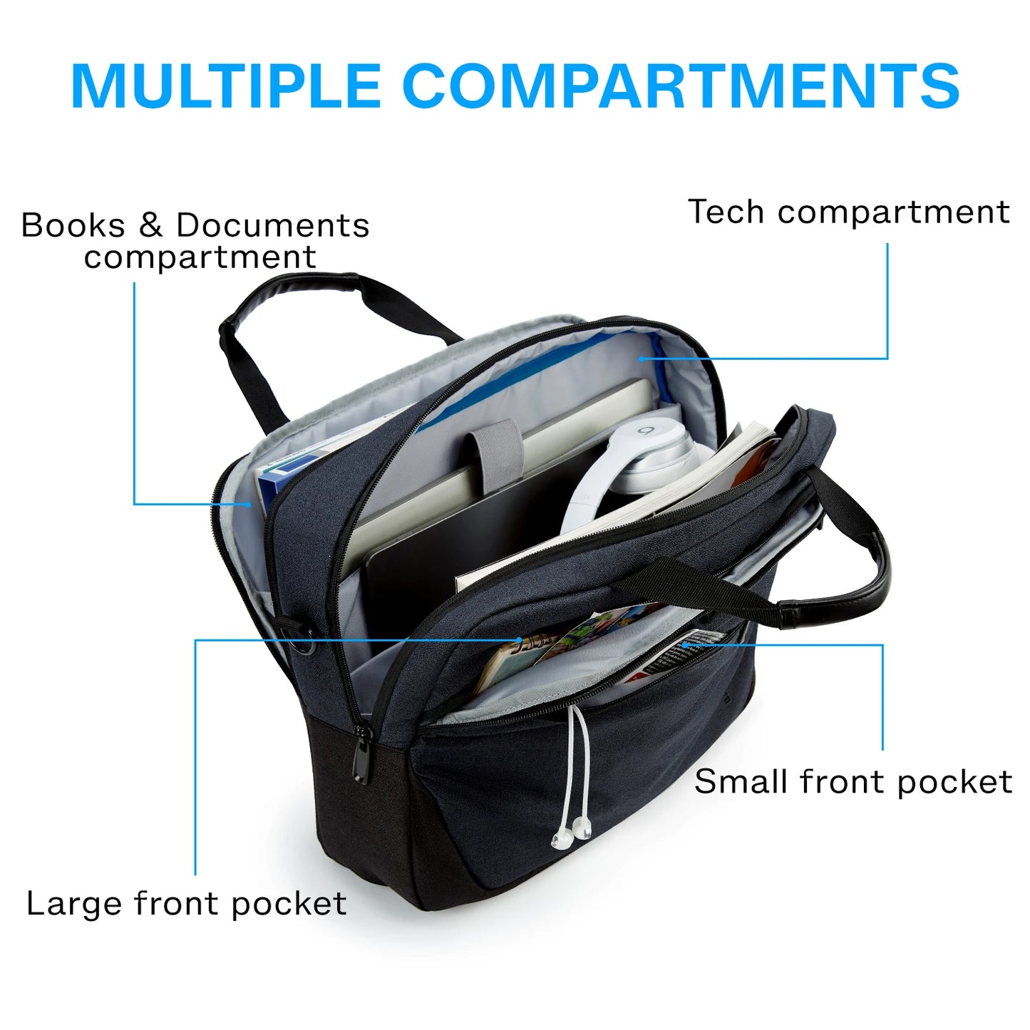 BAGSMART Briefcase Men Handbag 15.6/17'' Business Laptop Bag Lockable Computer Bag Water-Repellent Shoulder Messenger Men's Bag