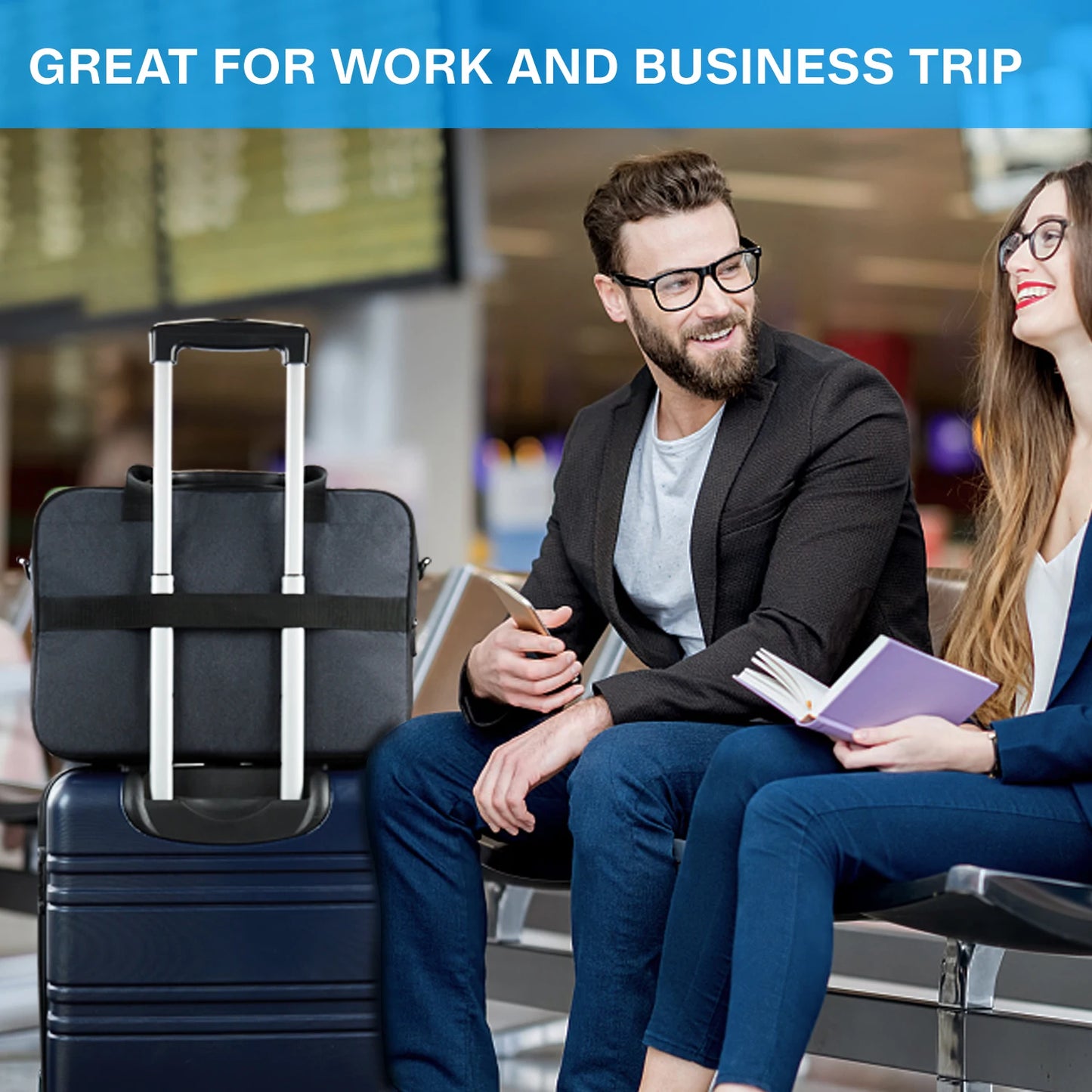BAGSMART Briefcase Men Handbag 15.6/17'' Business Laptop Bag Lockable Computer Bag Water-Repellent Shoulder Messenger Men's Bag