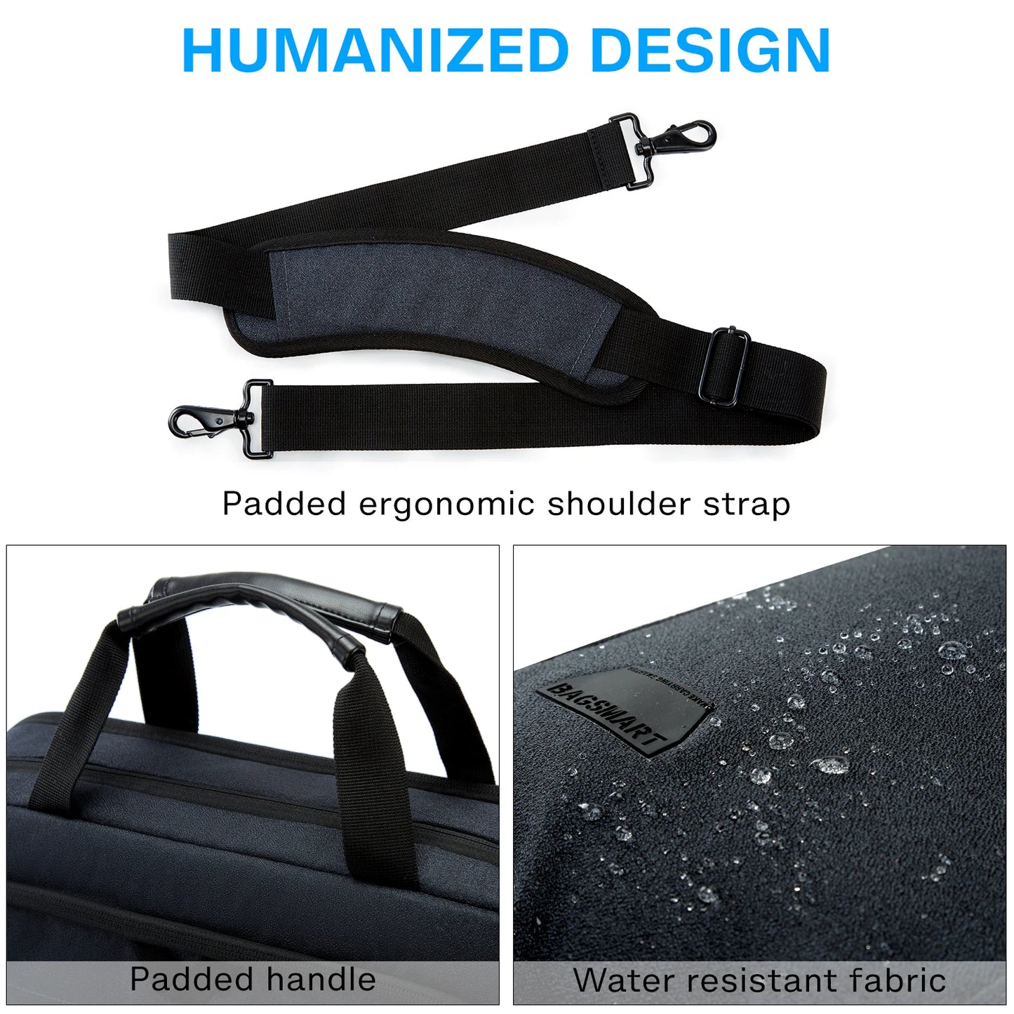 BAGSMART Briefcase Men Handbag 15.6/17'' Business Laptop Bag Lockable Computer Bag Water-Repellent Shoulder Messenger Men's Bag