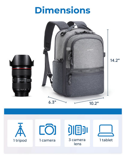 BAGSMART Camera Backpack for Photographers DSLR SLR Camera Backpacks Waterproof Backpack Fit up to 12.9" iPad with Tripod Holder