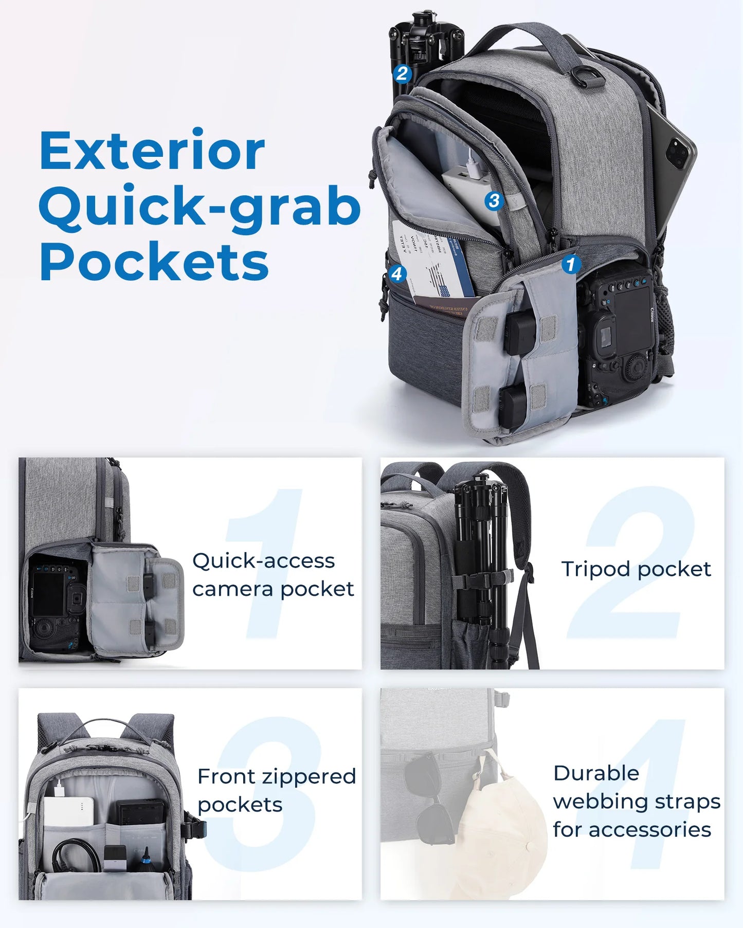 BAGSMART Camera Backpack for Photographers DSLR SLR Camera Backpacks Waterproof Backpack Fit up to 12.9" iPad with Tripod Holder