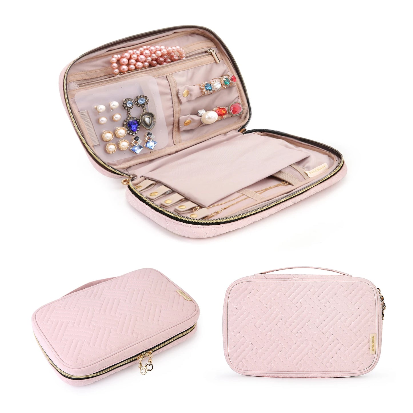 BAGSMART Jewelry Organizer Case for Women Waterproof Travel Jewelry Storage Bag for Necklace Earrings Rings Bracelet Holder
