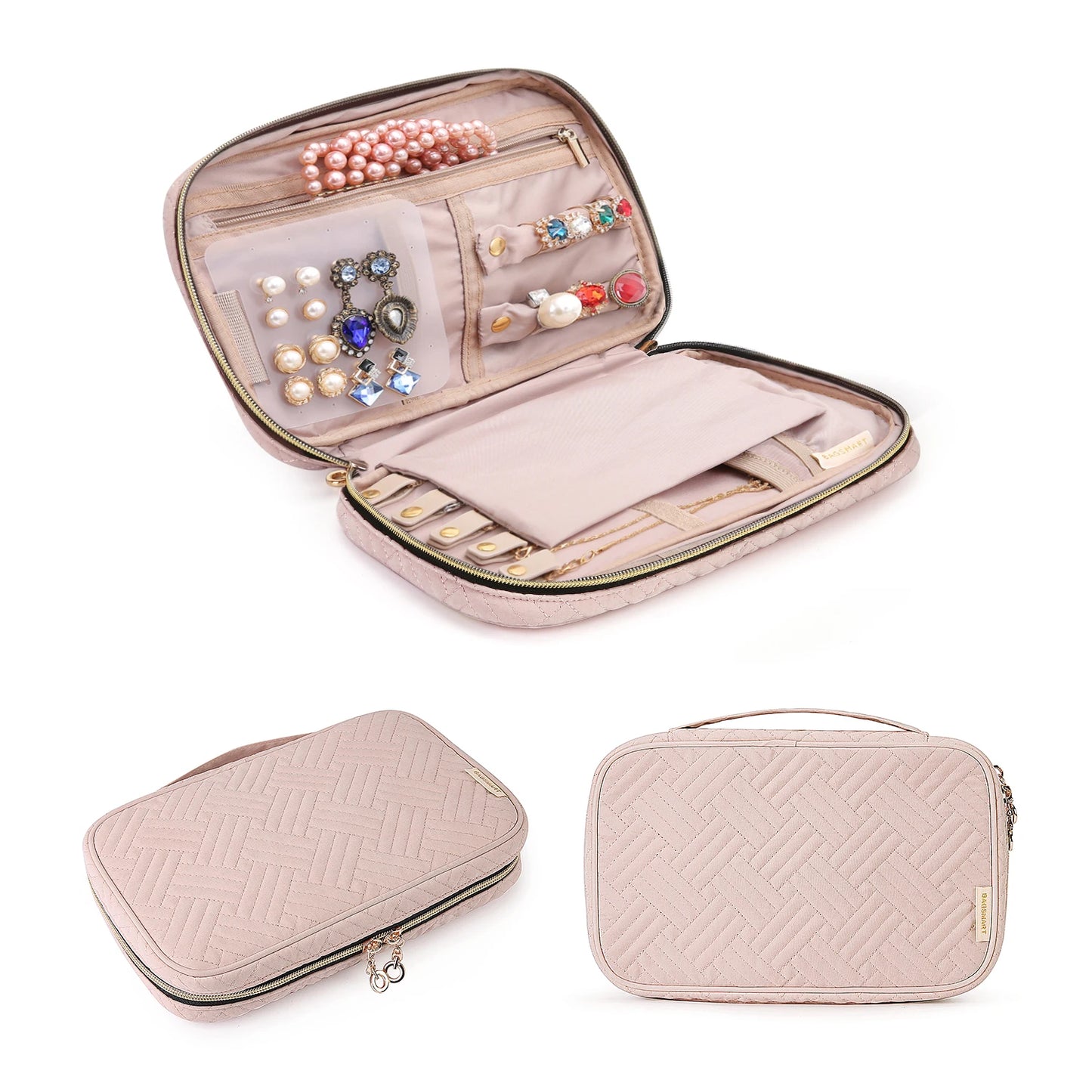 BAGSMART Jewelry Organizer Case for Women Waterproof Travel Jewelry Storage Bag for Necklace Earrings Rings Bracelet Holder