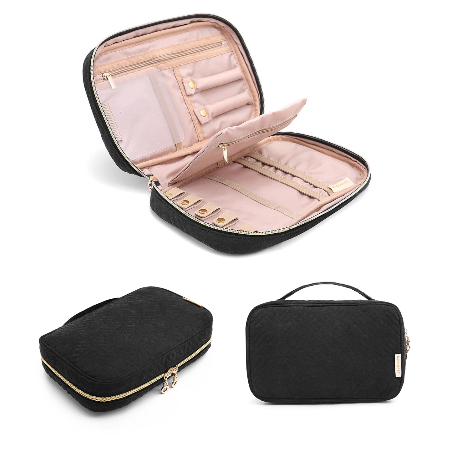 BAGSMART Jewelry Organizer Case for Women Waterproof Travel Jewelry Storage Bag for Necklace Earrings Rings Bracelet Holder