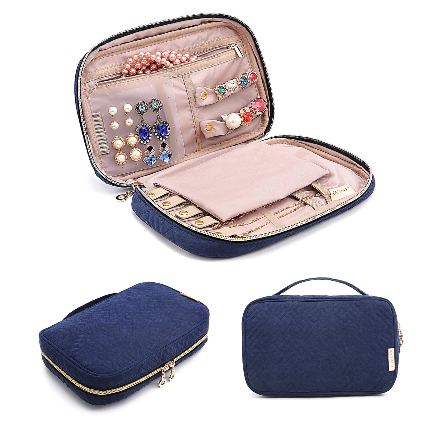 BAGSMART Jewelry Organizer Case for Women Waterproof Travel Jewelry Storage Bag for Necklace Earrings Rings Bracelet Holder