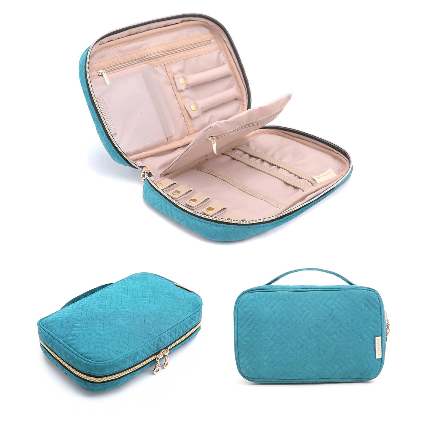 BAGSMART Jewelry Organizer Case for Women Waterproof Travel Jewelry Storage Bag for Necklace Earrings Rings Bracelet Holder